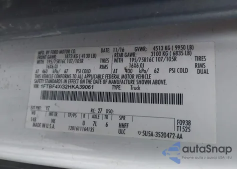 2017 Ford Transit-350 из США, поврежденный, VIN 1FTBF4XG2HKA39061